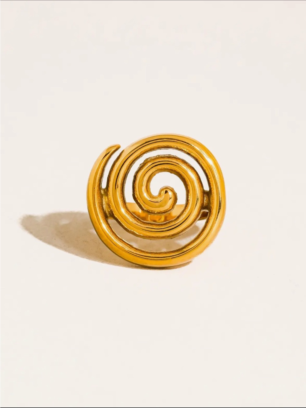 18k Gold plated Spiral Statement Ring - Women Jewelry